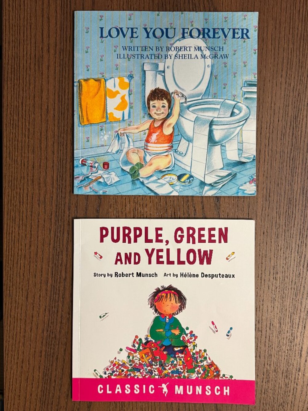 Robert Munsch LOVE YOU FOREVER and PURPLE, GREEN, YELLOW Softcover 8" Books Fair